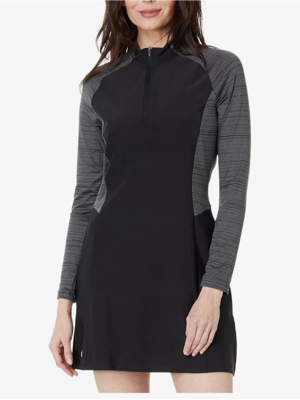 Women's Black and Gray Long-Sleeve Active Dress- Adidas 365